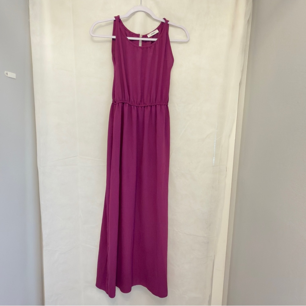 Charget Plum Purple Sleeveless Maxi Dress Made in Italy Elastic Waist Women’s